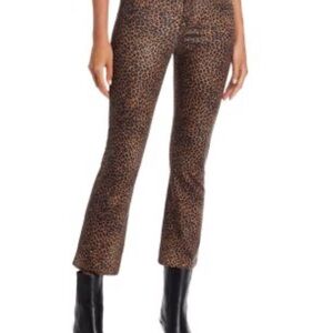 FRAME Denim Women’s Le Crop Mino Brown Mid-Rise Coated Denim Bootcut Jeans